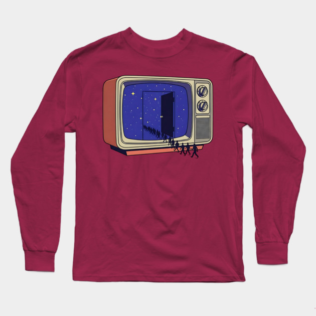 Cosmic Channel Retro TV Portal Long Sleeve T-Shirt by Designed By Marty