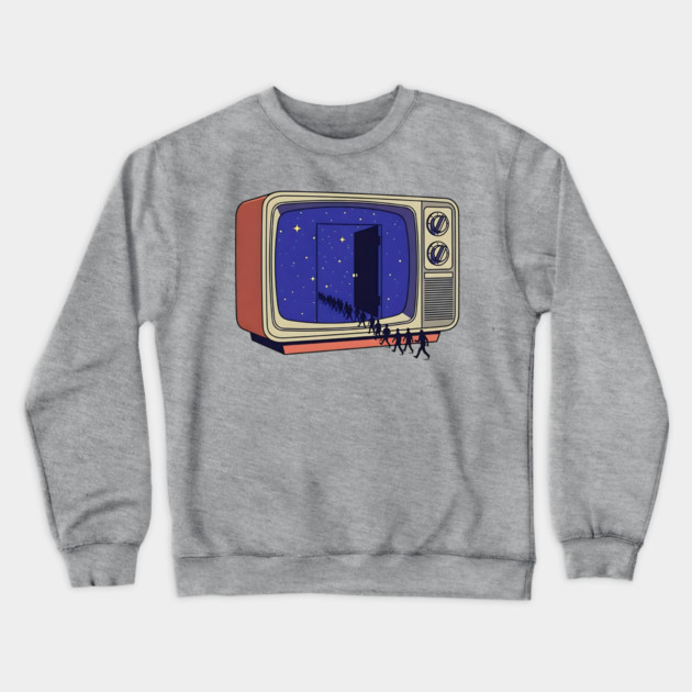 Cosmic Channel Retro TV Portal Crewneck Sweatshirt by Designed By Marty