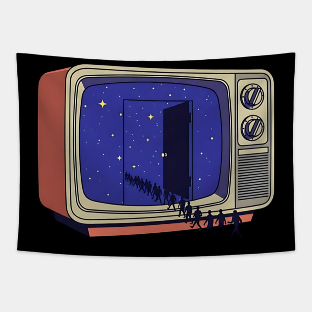 Cosmic Channel Retro TV Portal Tapestry by Designed By Marty