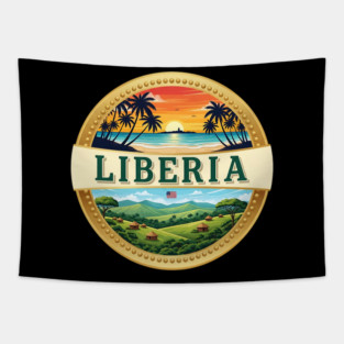 Liberia Africa Nature Vintage Travel Badge Tapestry