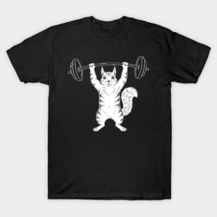 Squirrel Lifting Weights Gym Humor Workout T-Shirt