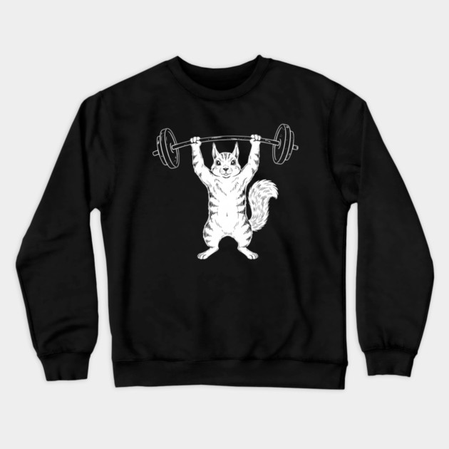 Squirrel Lifting Weights Gym Humor Workout Crewneck Sweatshirt by ArtistTee ⭐⭐⭐⭐⭐