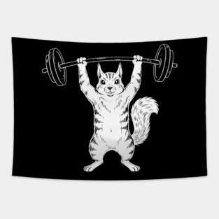 Squirrel Lifting Weights Gym Humor Workout Tapestry