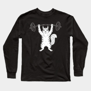 Squirrel Lifting Weights Gym Humor Workout Long Sleeve T-Shirt
