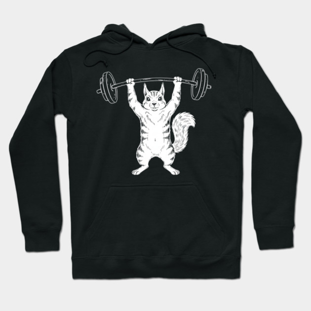 Squirrel Lifting Weights Gym Humor Workout Hoodie by ArtistTee ⭐⭐⭐⭐⭐