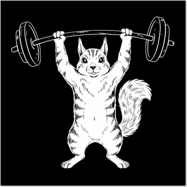 Squirrel Lifting Weights Gym Humor Workout Wall Art by ArtistTee ⭐⭐⭐⭐⭐