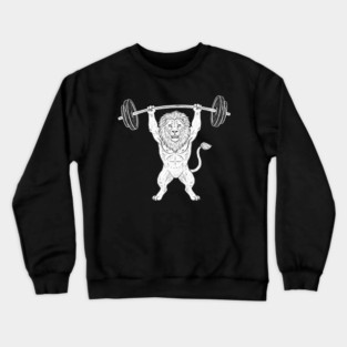 Lion Lifting Weights Gym Strength Fitness Crewneck Sweatshirt