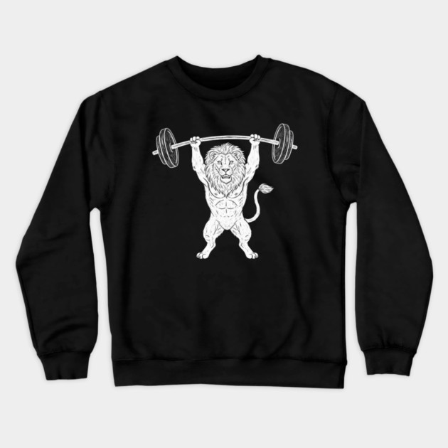 Lion Lifting Weights Gym Strength Fitness Crewneck Sweatshirt by ArtistTee ⭐⭐⭐⭐⭐