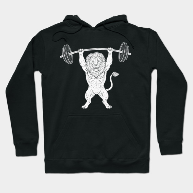 Lion Lifting Weights Gym Strength Fitness Hoodie by ArtistTee ⭐⭐⭐⭐⭐