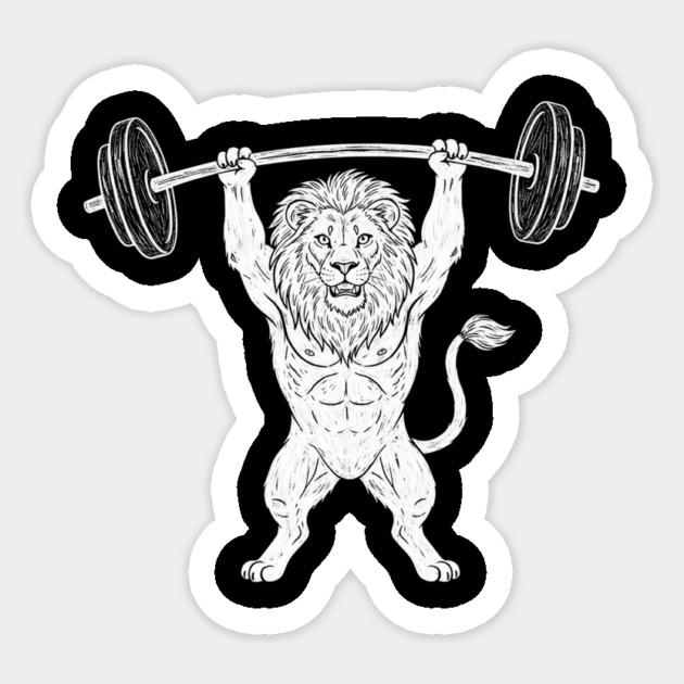 Lion Lifting Weights Gym Strength Fitness Sticker by ArtistTee ⭐⭐⭐⭐⭐