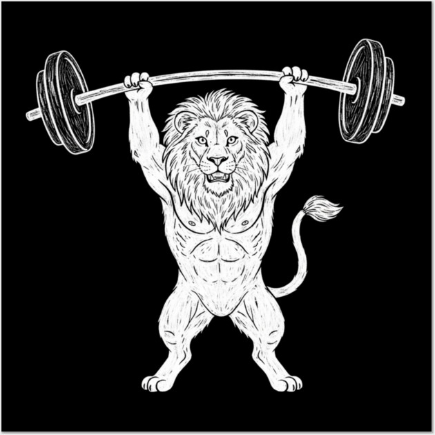 Lion Lifting Weights Gym Strength Fitness Wall Art by ArtistTee ⭐⭐⭐⭐⭐
