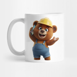 Construction Bear Talking On Smartphone Call Mug