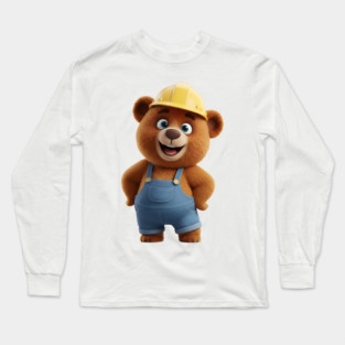 Construction Bear Confident Builder Hands On Hips Long Sleeve T-Shirt