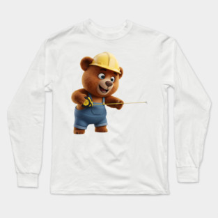 Construction Bear With Tape Measure Tool Long Sleeve T-Shirt