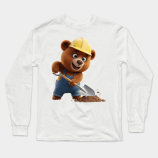 Construction Bear Digging With Shovel Excavation Long Sleeve T-Shirt