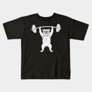 Bulldog Weightlifting Strong Gym Dog Lover Kids T-Shirt