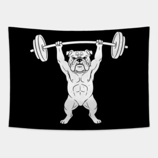 Bulldog Weightlifting Strong Gym Dog Lover Tapestry