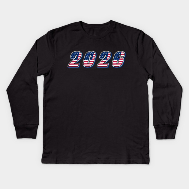 2026 American Flag Kids Long Sleeve T-Shirt by Creatifly Graphic Tees
