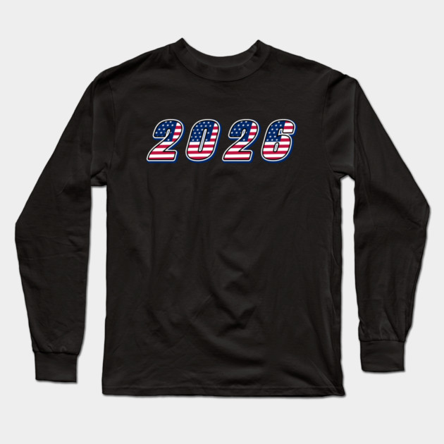 2026 American Flag Long Sleeve T-Shirt by Creatifly Graphic Tees