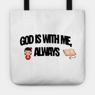 Praying Child Christian Faith Illustration Religious Design Tote