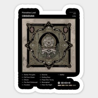 Paradise Lost - Obsidian Tracklist Album Sticker