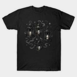 Gothic Lantern Candle Art – Dark Academia Night Lantern Illustration T-Shirt