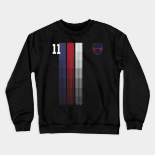 American USA Flag Soccer Jersey Favorite Lucky Number 11 Women Men Crewneck Sweatshirt