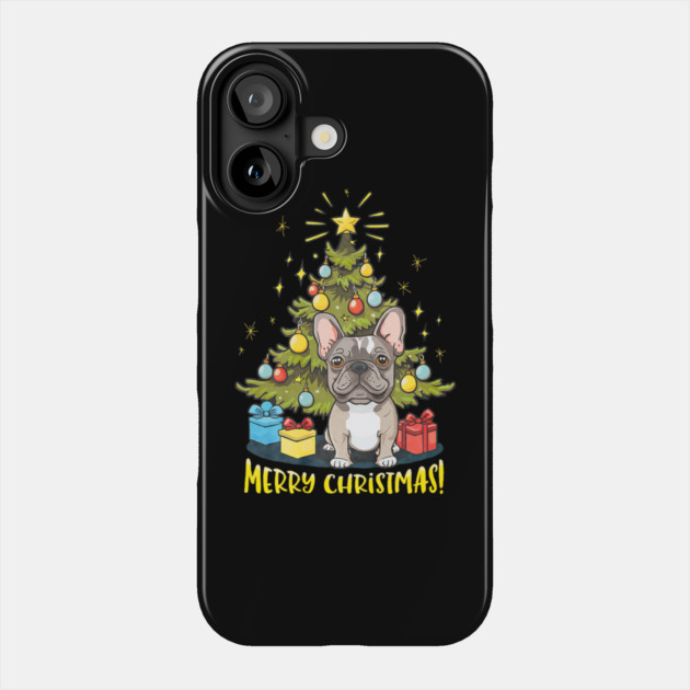 Funny French Bulldog With Christmas Tree Phone Case by yangho