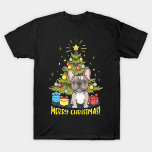 Funny French Bulldog With Christmas Tree T-Shirt
