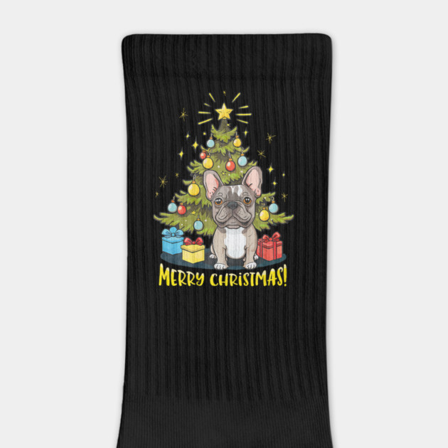 Funny French Bulldog With Christmas Tree by yangho