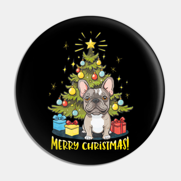 Funny French Bulldog With Christmas Tree Pin by yangho