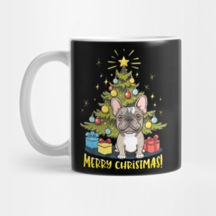 Funny French Bulldog With Christmas Tree Mug