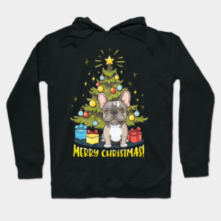 Funny French Bulldog With Christmas Tree Hoodie