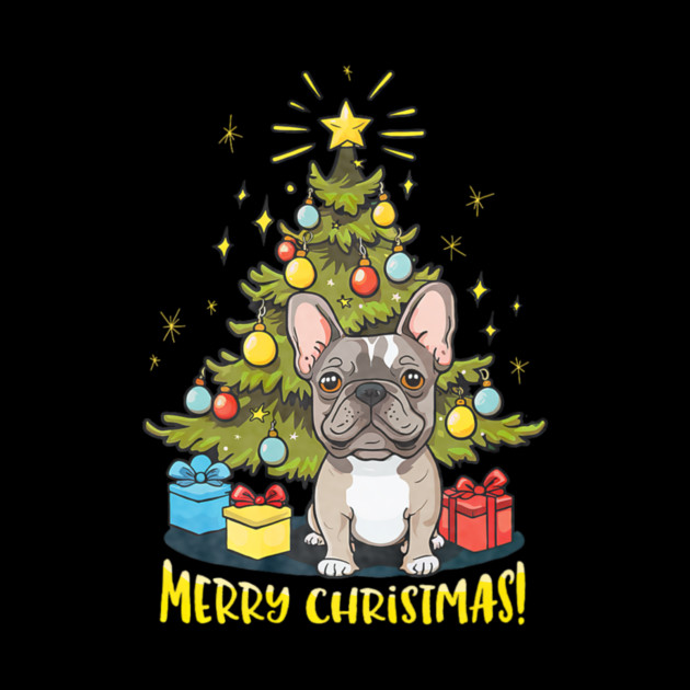 Funny French Bulldog With Christmas Tree by yangho