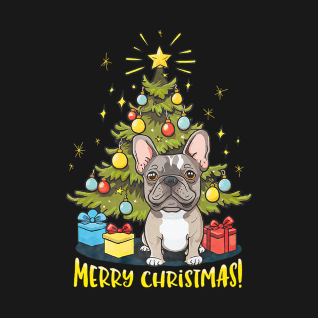 Funny French Bulldog With Christmas Tree by yangho