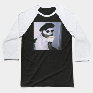 French Cat Drinking Coffee Meme Classy Cat Beret Espresso Baseball T-Shirt