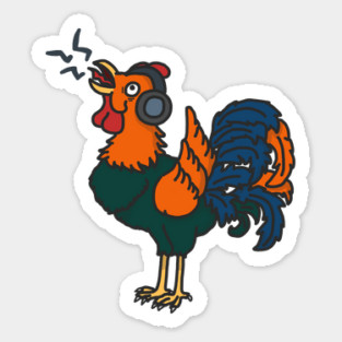 No Earplugs Needed – Rooster Trivia Cartoon Sticker