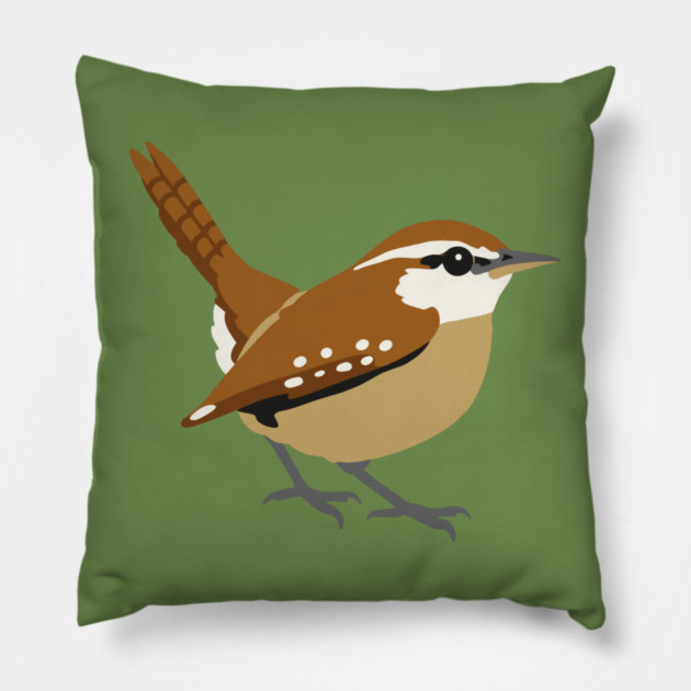 Carolina Wren Songbird Art Pillow by DonWillisJrArt