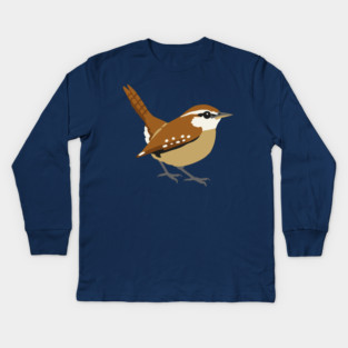 Carolina Wren Songbird Art Kids Long Sleeve T-Shirt