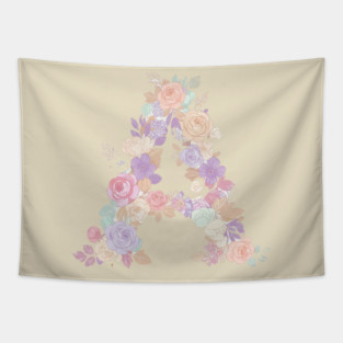 Floral Letter Monogram Elegant Feminine T Shirt Tapestry