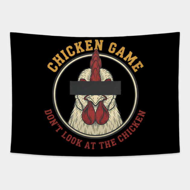 Chicken Game, Don't look at the chicken Tapestry by Pixel Threads 