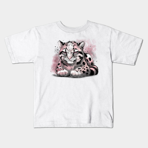Grumpy Clouded Leopard Kids T-Shirt by H. R. Sinclair