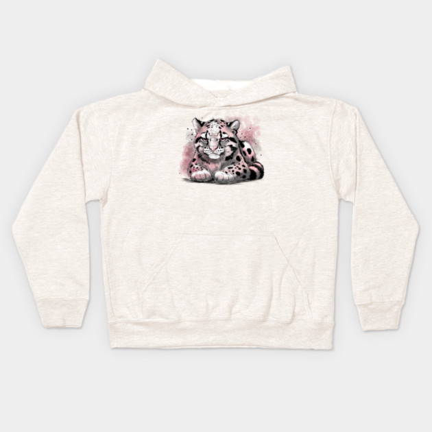 Grumpy Clouded Leopard Kids Hoodie by H. R. Sinclair