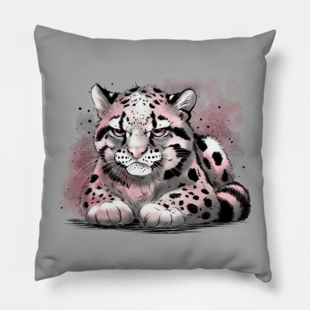 Grumpy Clouded Leopard Pillow by H. R. Sinclair