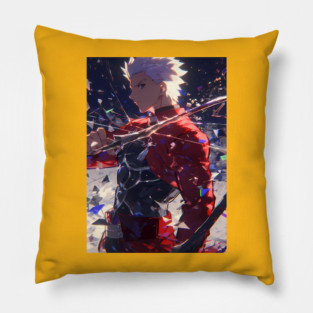 Archer Fate Stay Night Heroic Red Coat Sword Battle Dynamic Anime Fantasy Scene Pillow