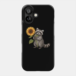 Happy Raccoon Holding Sunflower Cute Animal Phone Case
