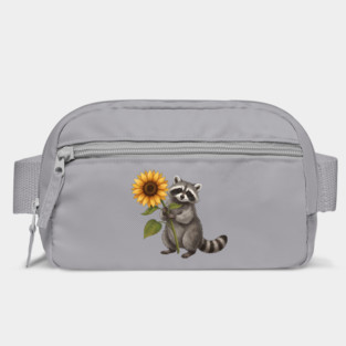 Happy Raccoon Holding Sunflower Cute Animal Bag