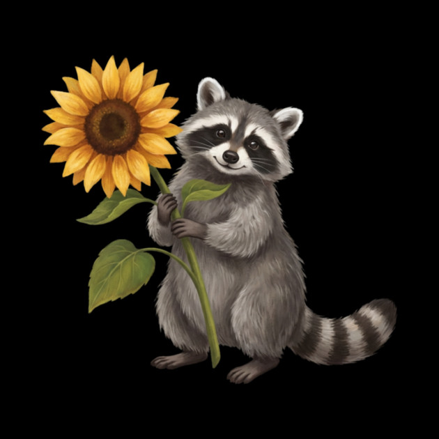 Happy Raccoon Holding Sunflower Cute Animal by ArtistTee ⭐⭐⭐⭐⭐