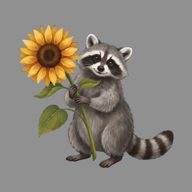 Happy Raccoon Holding Sunflower Cute Animal by ArtistTee ⭐⭐⭐⭐⭐