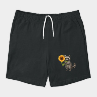 Raccoon Holding Sunflower Wildlife Nature Lover Shorts